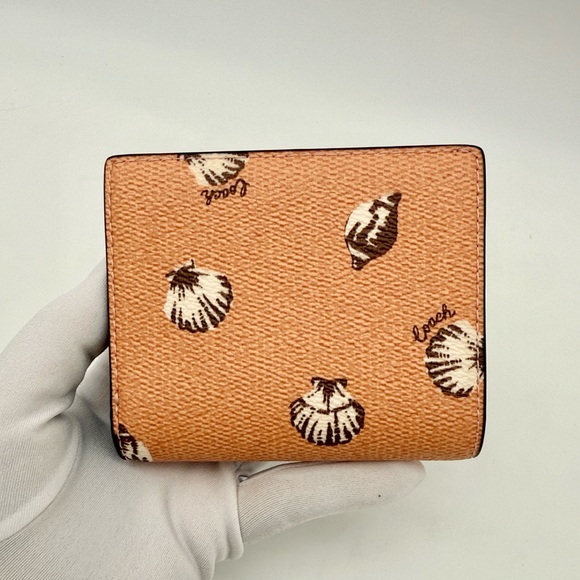 Coach Snap Wallet with Shell Print IM/ Coral/Sunrise - Picture 2 of 15